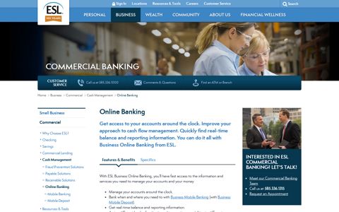 Online Banking for Commercial Banking | ESL Federal Credit ...