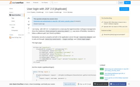 User login with JSF 2.0 - Stack Overflow