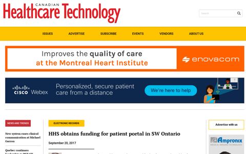 HHS obtains funding for patient portal in SW Ontario ...