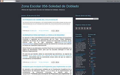 Zona Escolar 056-Soledad de Doblado: junio 2018