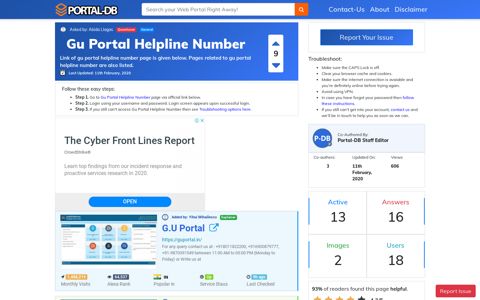 Gu Portal Helpline Number