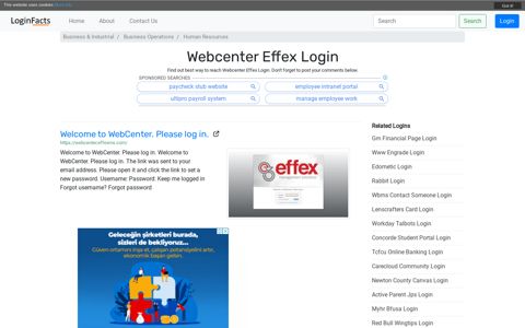 Webcenter Effex - Welcome to WebCenter. Please log in.