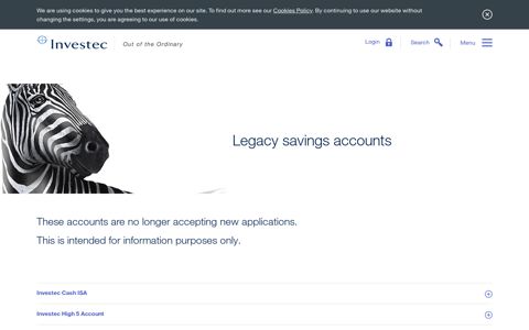 Legacy savings accounts - Investec