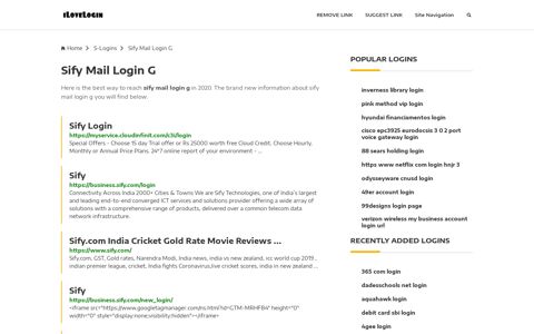 Sify Mail Login G ❤️ One Click Access - iLoveLogin