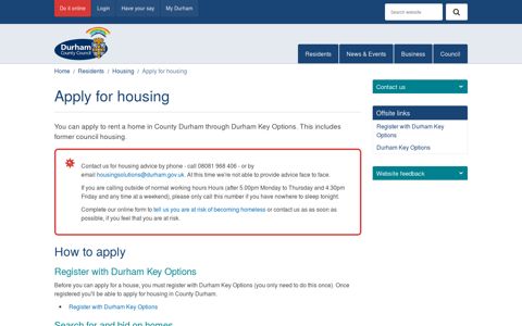 Apply for housing - Durham County Council