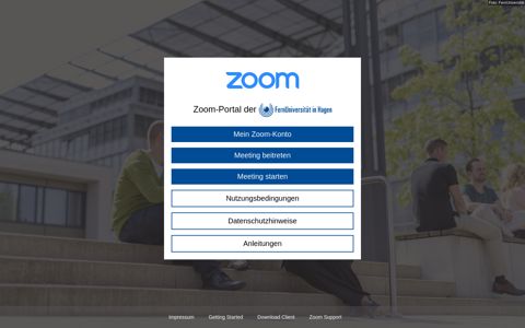 Zoom-Portal der FernUniversität in Hagen