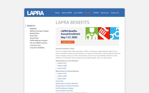 LAPRA Benefits Home Page