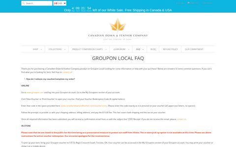Groupon Local FAQ - Canadian Down & Feather Company