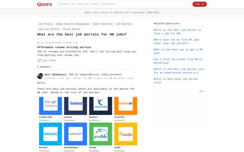 What are the best job portals for HR jobs? - Quora
