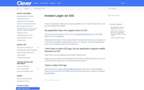 Instant Login on iOS - Clever Developer Docs
