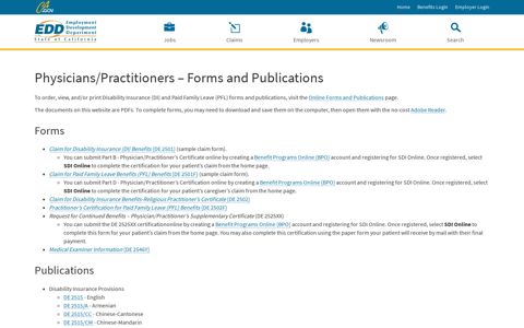 Physicians-Practitioners – Forms and Publications - EDD