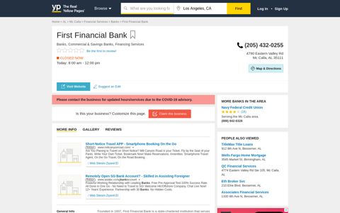 First Financial Bank 4790 Eastern Valley Rd, Mc Calla, AL ...