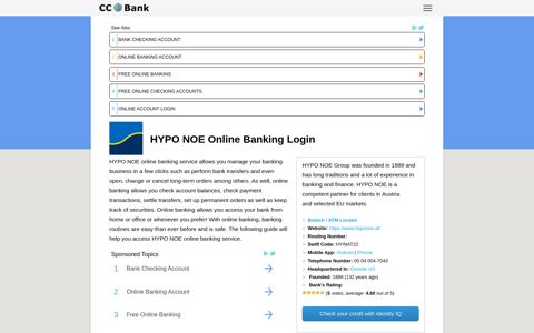 HYPO NOE Online Banking Login - CC Bank