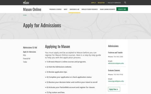 Apply for Admissions - George Mason University Online