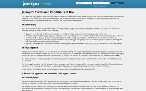 Terms and Conditions of Use - Jeempo