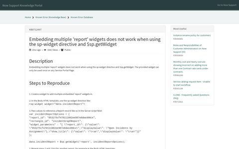 Embedding multiple 'report' widgets does not work when using ...