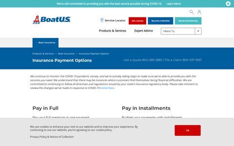 Insurance Payment Options | BoatUS