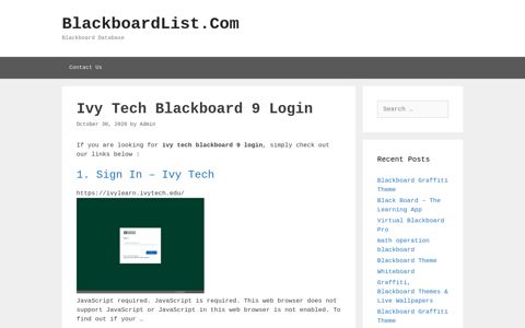 Ivy Tech Blackboard 9 Login - BlackboardList.Com