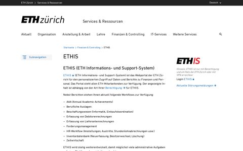 ETHIS – Services & Ressourcen | ETH Zürich