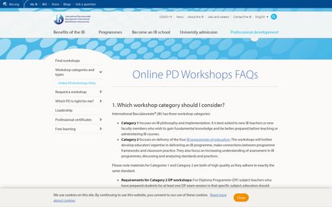 Online PD Workshops FAQs - International Baccalaureate®