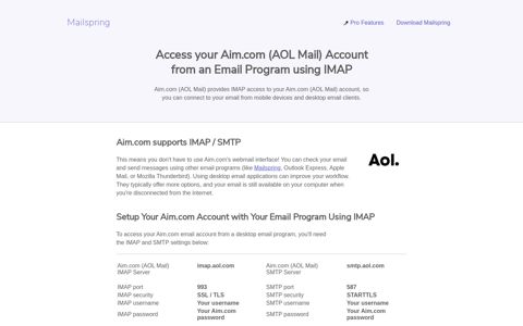 How to access your Aim.com (AOL Mail) email account using ...