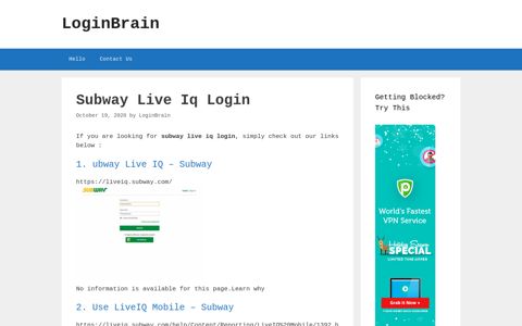 subway live iq login - LoginBrain