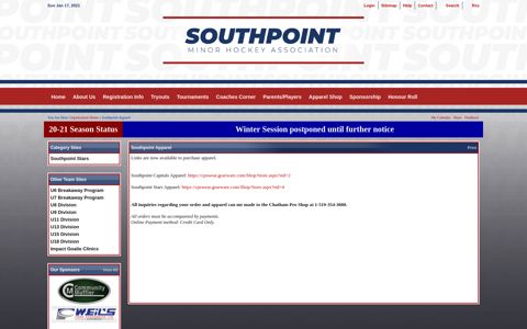 Southpoint Apparel (Southpoint Minor Hockey)