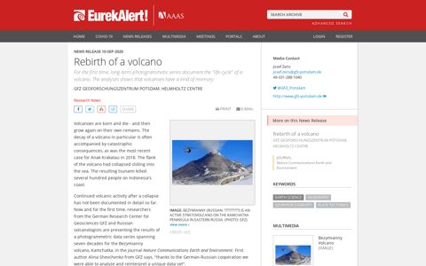 Rebirth of a volcano | EurekAlert! Science News