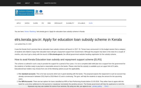 elrs.kerala.gov.in: Kerala education loan subsidy scheme ...