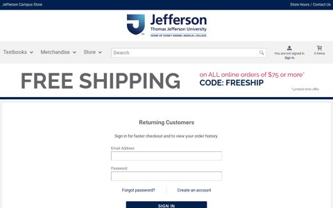 Login / Create An Account | Jefferson Campus Store