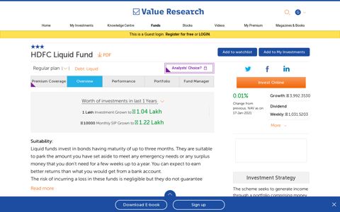 HDFC Liquid Fund | Regular plan | Mutual Fund | Value ...