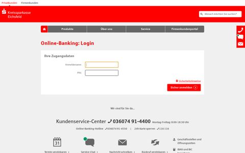 Online-Banking: Login - Kreissparkasse Eichsfeld