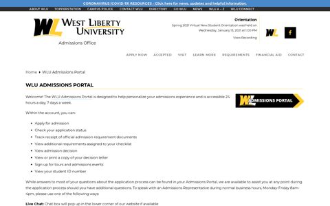 WLU Admissions Portal - West Liberty University