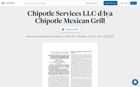 Chipotle Services LLC d/b/a Chipotle Mexican Grill, 364 NLRB ...