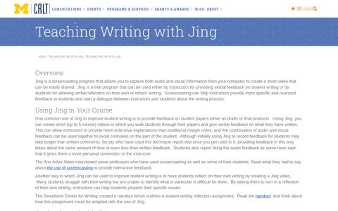 Teaching Writing with Jing | CRLT