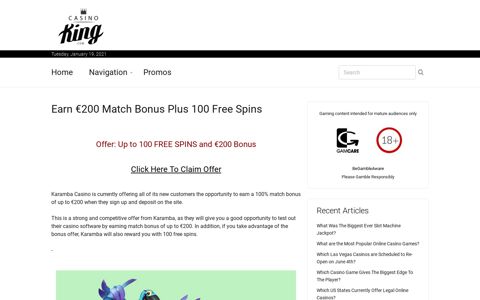 Karamba Casino Bonus Codes 2020 - Bonus and Free Spins ...