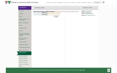 HWS: Login - Hobart and William Smith Colleges