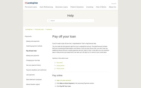 Pay off your loan – LendingClub