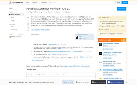 Facebook Login not working in iOS 11 - Stack Overflow