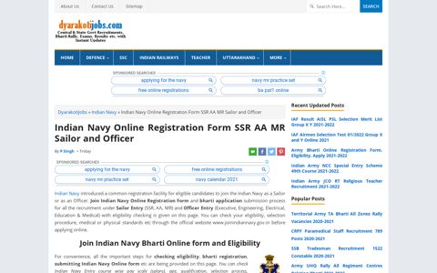 Indian Navy Online Registration Form SSR AA MR Sailor and ...