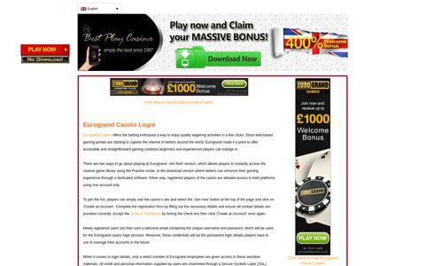 Eurogrand Casino—Login - Eurogrand Casino Download