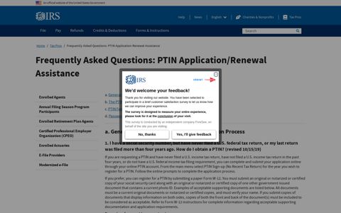 Frequently Asked Questions: PTIN Application Renewal ...