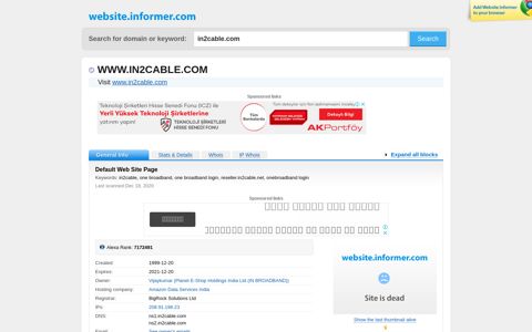 in2cable.com at WI. Default Web Site Page - Website Informer