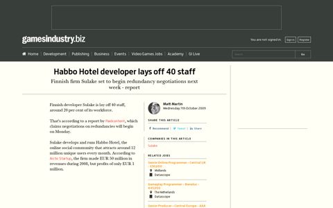 Habbo Hotel developer lays off 40 staff | GamesIndustry.biz