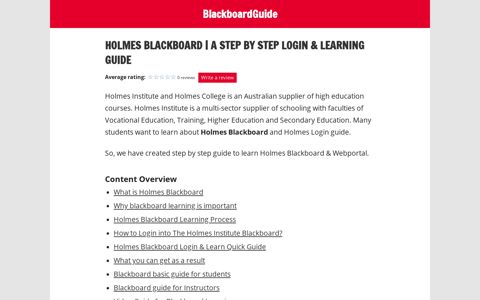 Holmes Blackboard - A Step by Step Login & Learning Guide