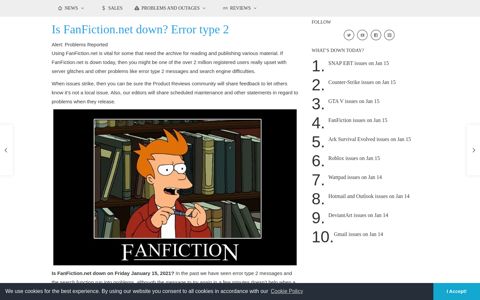 Is FanFiction.net down? Error type 2, Dec 2020