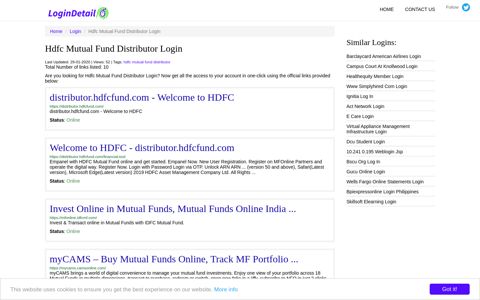 Hdfc Mutual Fund Distributor Login distributor.hdfcfund.com ...
