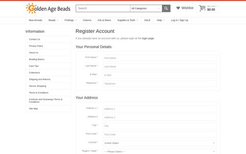 Register Account - Golden Age Beads