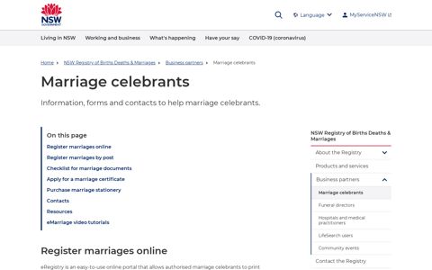 Marriage celebrants | NSW Government
