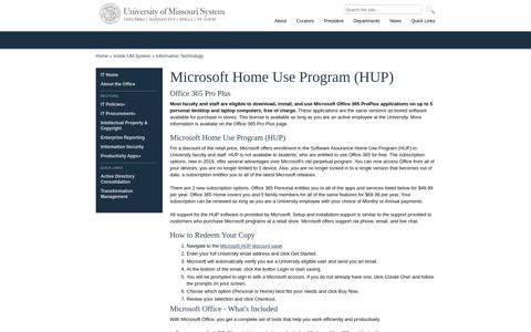Microsoft Home Use Program (HUP) | University of Missouri ...